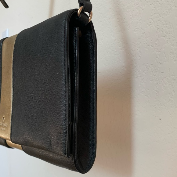 KATE SPADE Cedar Street Clutch Cali Crossbody Bag - BLACK & METALLIC GOLD - Picture 3 of 10
